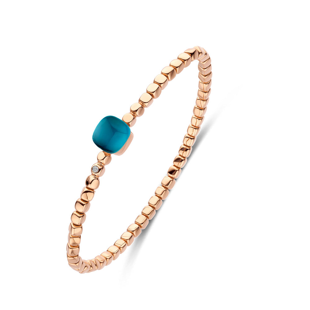Bigli Mini Sweety London Blue Topaz and Mother of Pearl 18ct Rose Gold and Diamond Bracelet BIG-095 Image 3