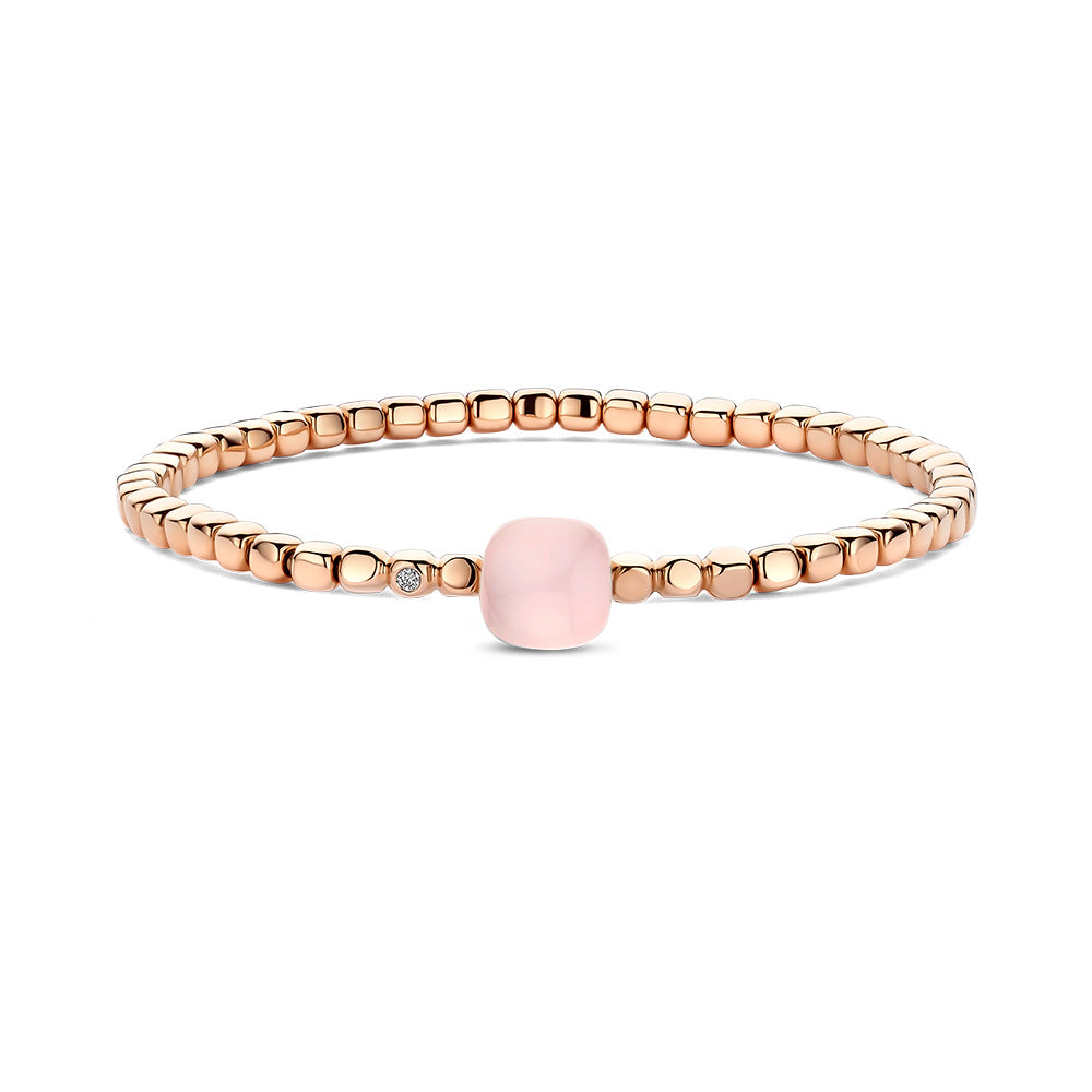 Bigli Mini Sweety Pink Quartz and Mother of Pearl 18ct Rose Gold and Diamond Bracelet BIG-098 Image 1