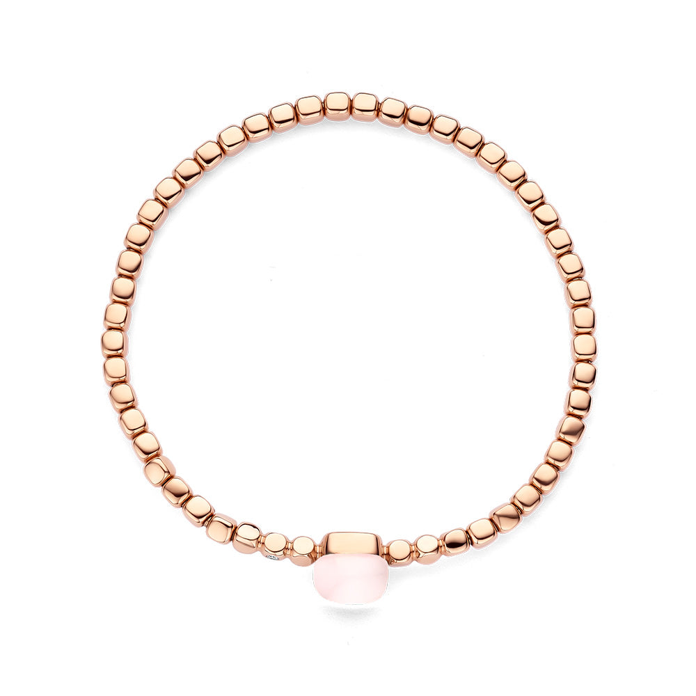 Bigli Mini Sweety Pink Quartz and Mother of Pearl 18ct Rose Gold and Diamond Bracelet BIG-098 Image 2