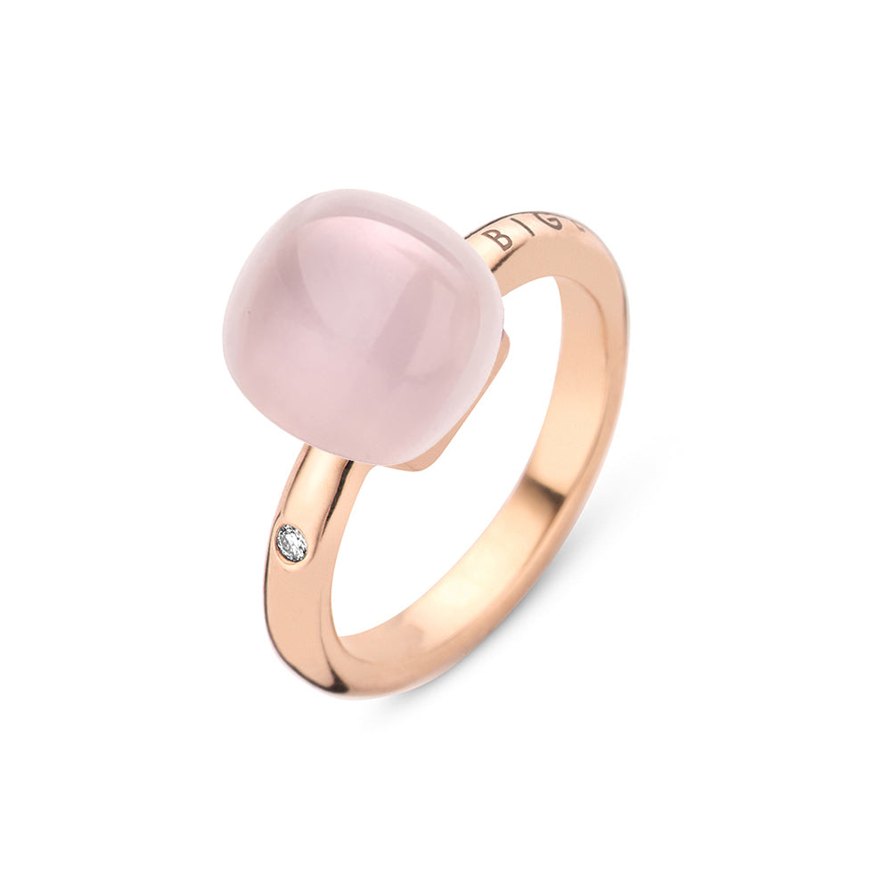 Bigli Mini Sweety Pink Quartz and Mother of Pearl 18ct Rose Gold Diamond Ring BIG-144 Image 1