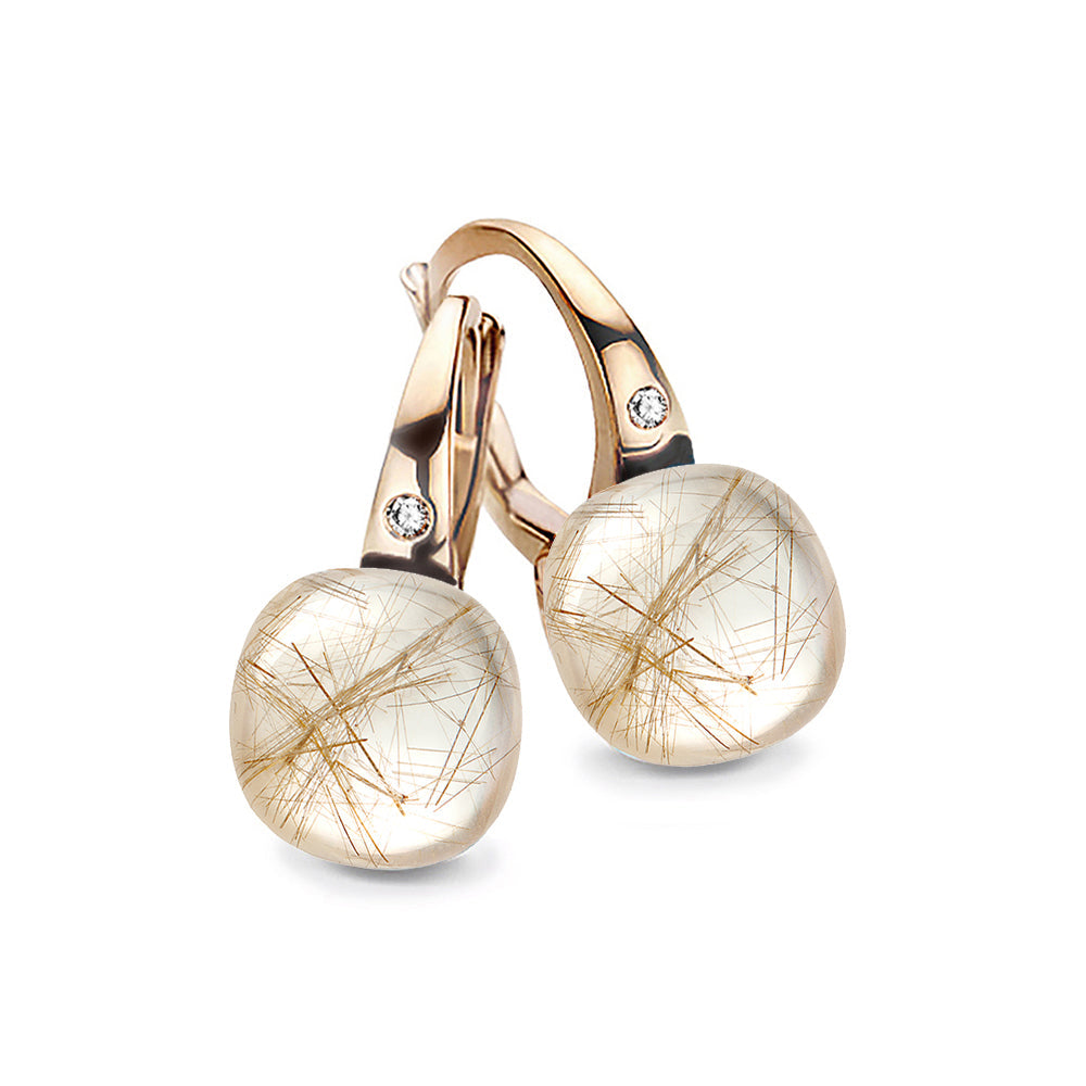 Bigli Mini Sweety Rutile Quartz 18ct Rose Gold Diamond Earrings BIG-124 Image 1