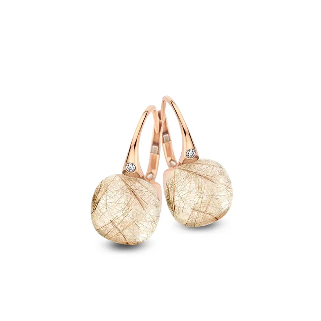 Bigli Mini Sweety Rutile Quartz 18ct Rose Gold Diamond Earrings BIG-126 Image 1