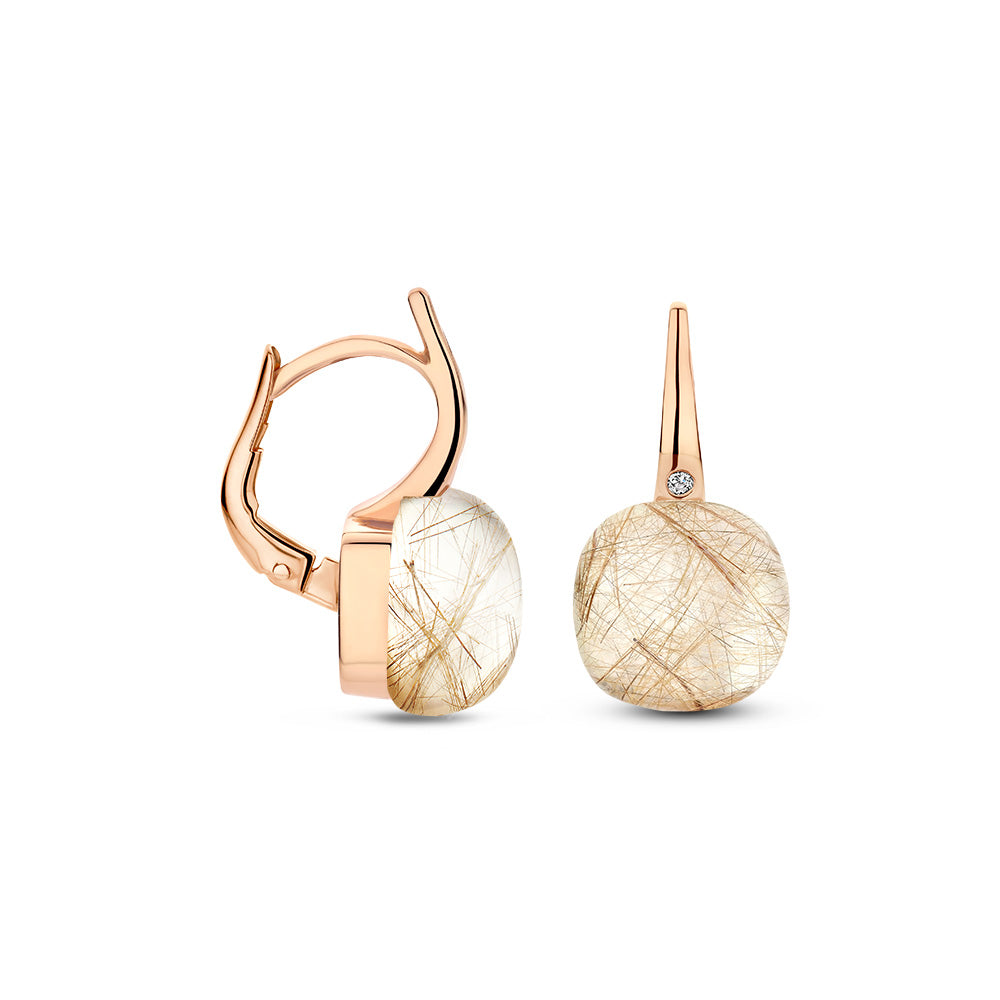 Bigli Mini Sweety Rutile Quartz 18ct Rose Gold Diamond Earrings BIG-126 Image 2