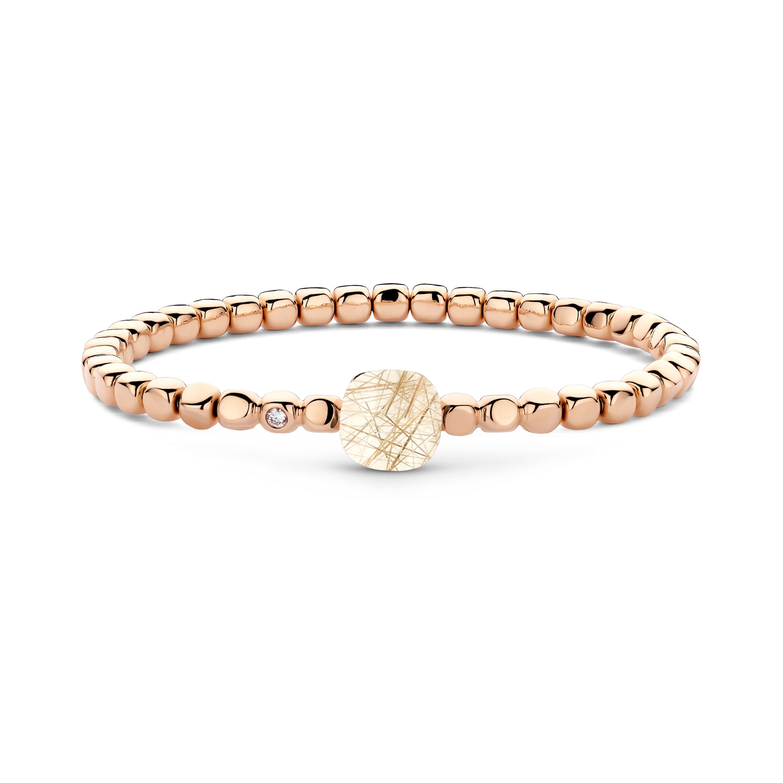 Bigli Mini Sweety Rutile Quartz and Mother Of Pearl 18ct Rose Gold and Diamond Bracelet BIG-107 Image 1