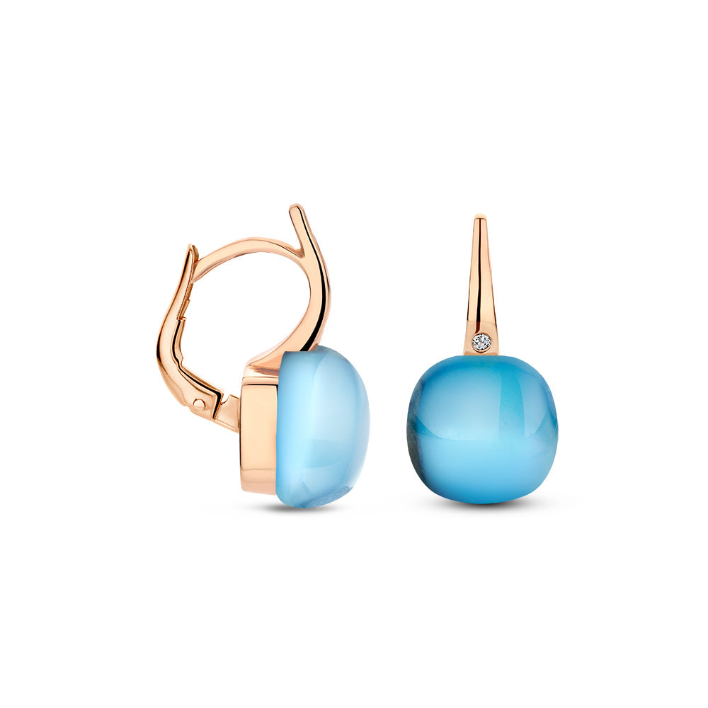 Bigli Mini Sweety Turquoise 18ct Rose Gold Diamond Earrings BIG-125 Image 2