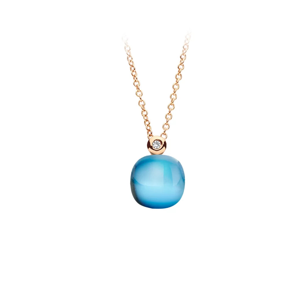 Bigli Mini Sweety Turquoise and Blue Topaz 18ct Rose Gold Diamond Pendant BIG-114 Image 1