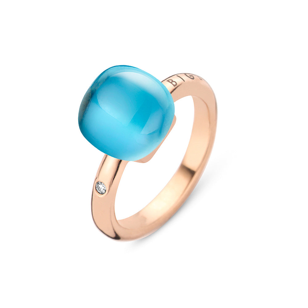 Bigli Mini Sweety Turquoise and Blue Topaz 18ct Rose Gold Diamond Ring BIG-132 Image 1