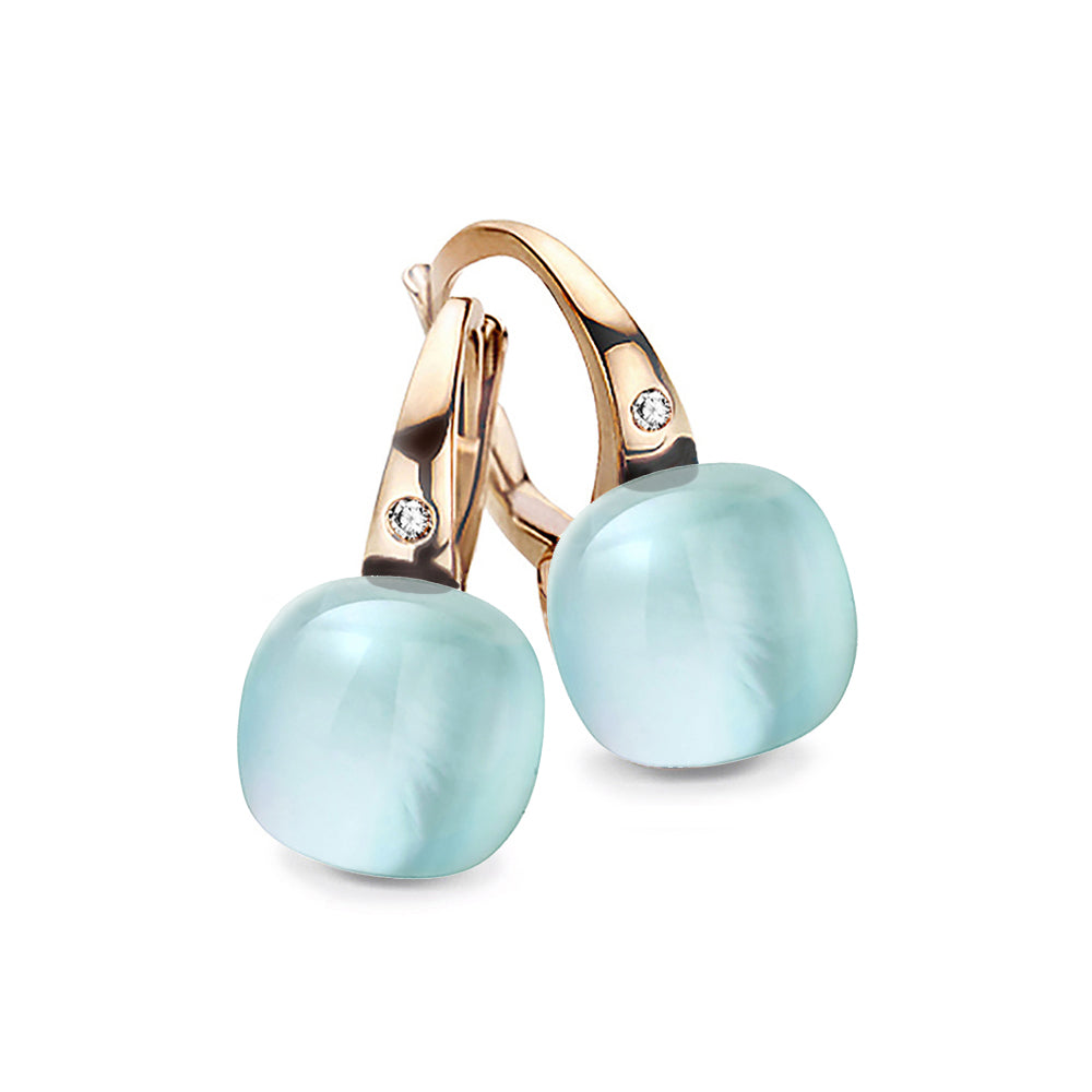 Bigli Mini Sweety Turquoise and Rock Crystal 18ct Rose Gold Diamond Earrings BIG-120 Image 1