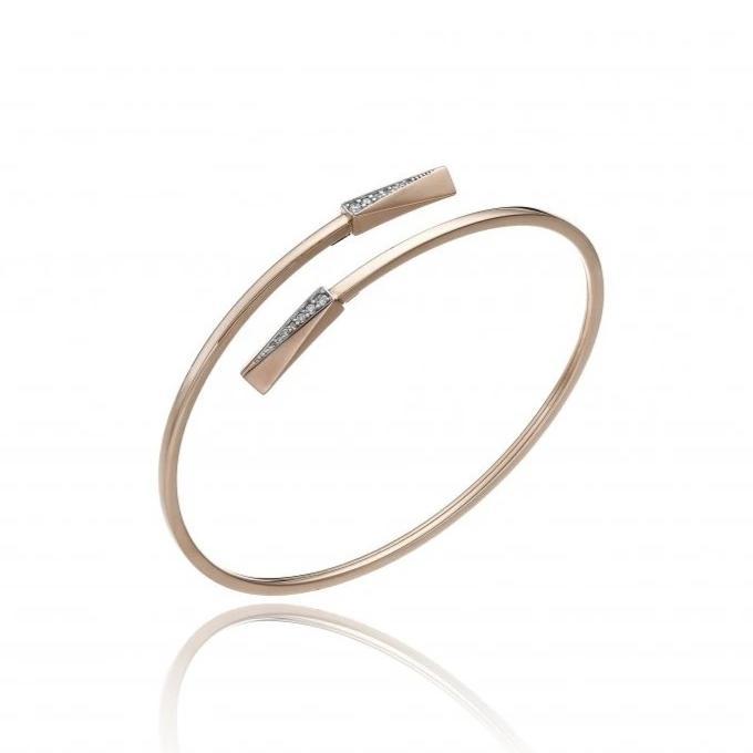 Chimento Bamboo Sipario 18ct Rose Gold 0.08ct Diamond Crossover Bangle 1B14250BB6180 Image 1