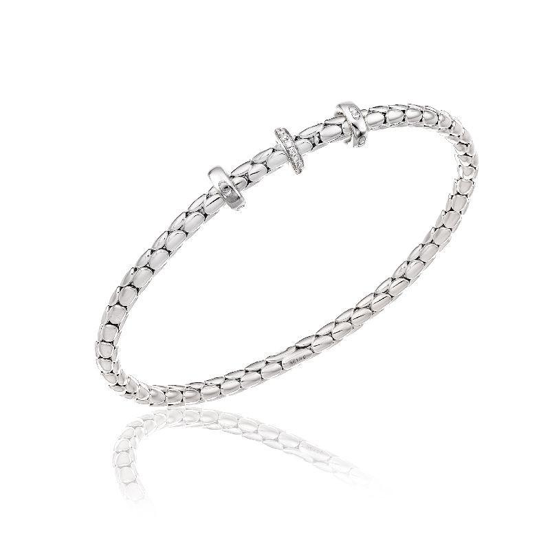 Chimento Stretch Spring 18ct White Gold 0.10ct Diamond Triple Rondelle Bracelet 1B00955B15170 Image 1