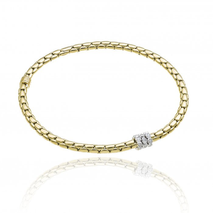 Chimento Stretch Spring 18ct Yellow Gold 0.21ct Diamond Triple Rondelle Bracelet CHM-702 Image 1