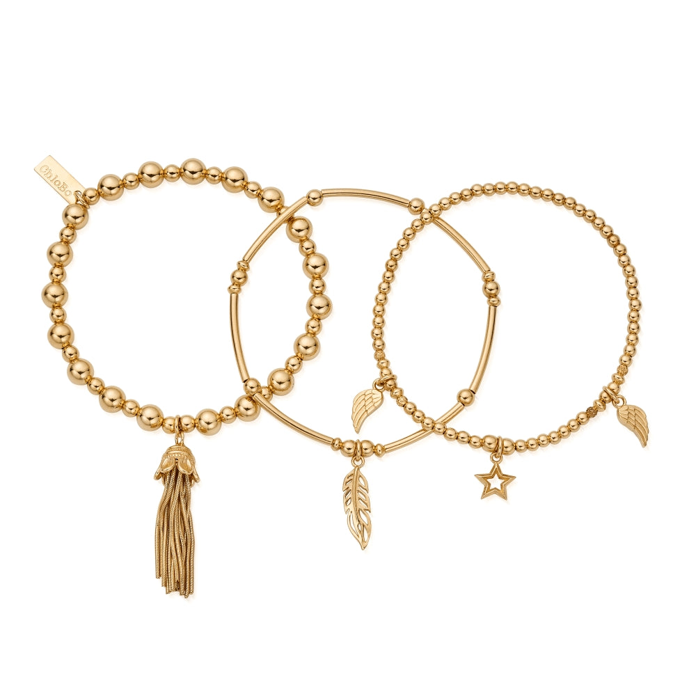 Chlobo Boho Luxe Gold Plated Guidance Set of 3 Bracelets CBO-571 Image 1