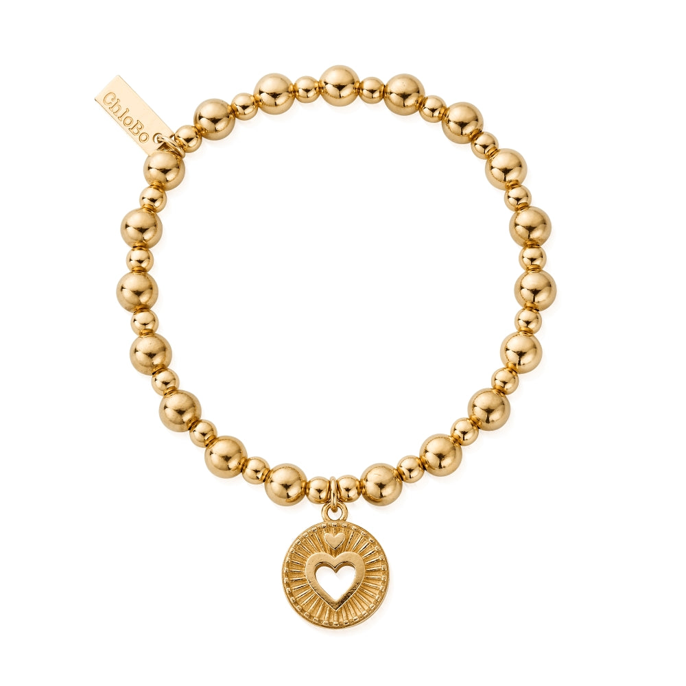 Chlobo Boho Luxe Gold Plated Mini Small Ball Guiding Heart Bracelet CBO-615 Image 1