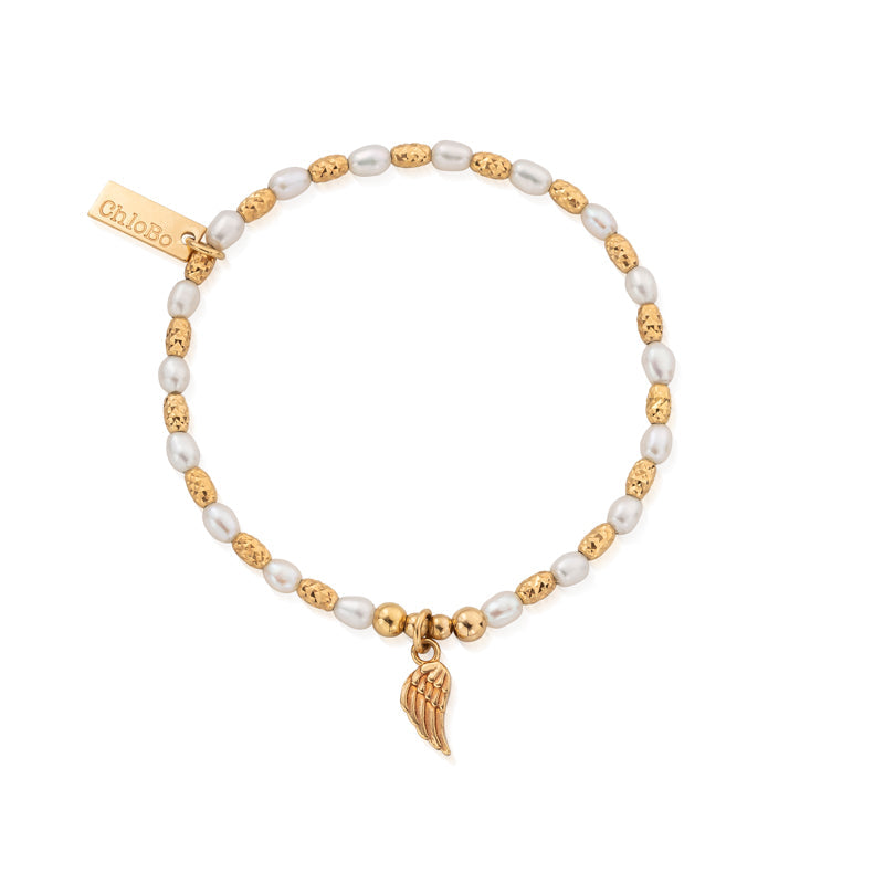 ChloBo Forever And Always Gold Plated Sterling Silver Angel Wing Bracelet CBO-444 Image 1