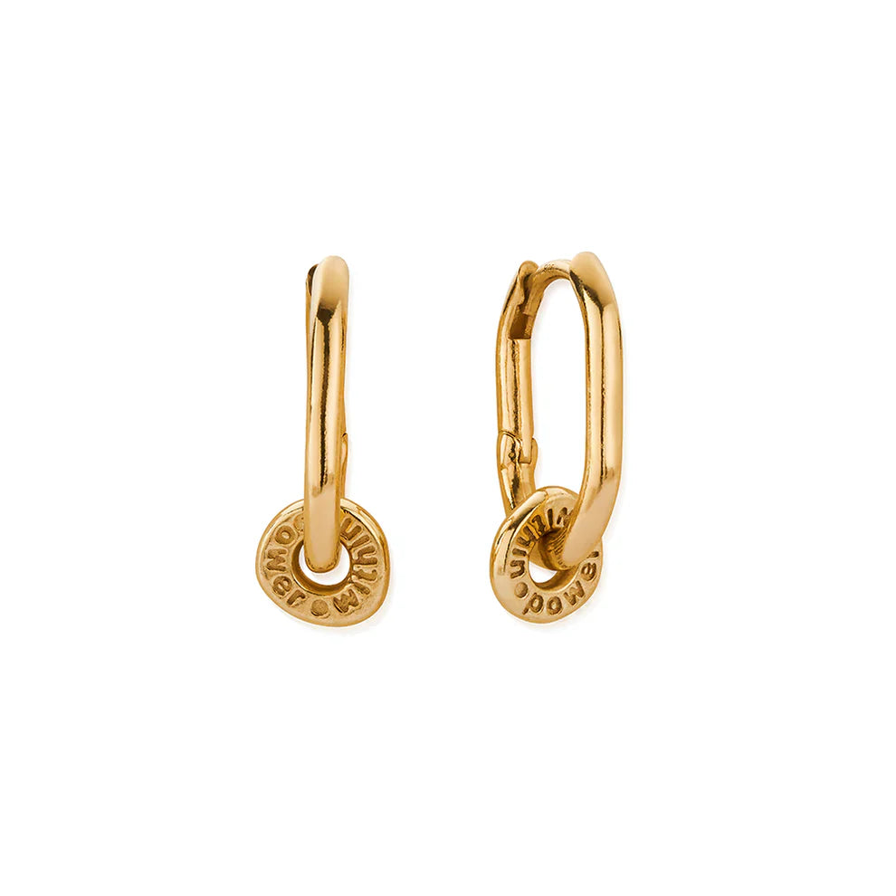 Chlobo Gold Plated Power Within Oval Hoops CBO-684 Image 1