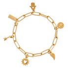 Chlobo Gold Plated Soul Compass Multi Charm Link Chain Bracelet CBO-669 Image 1