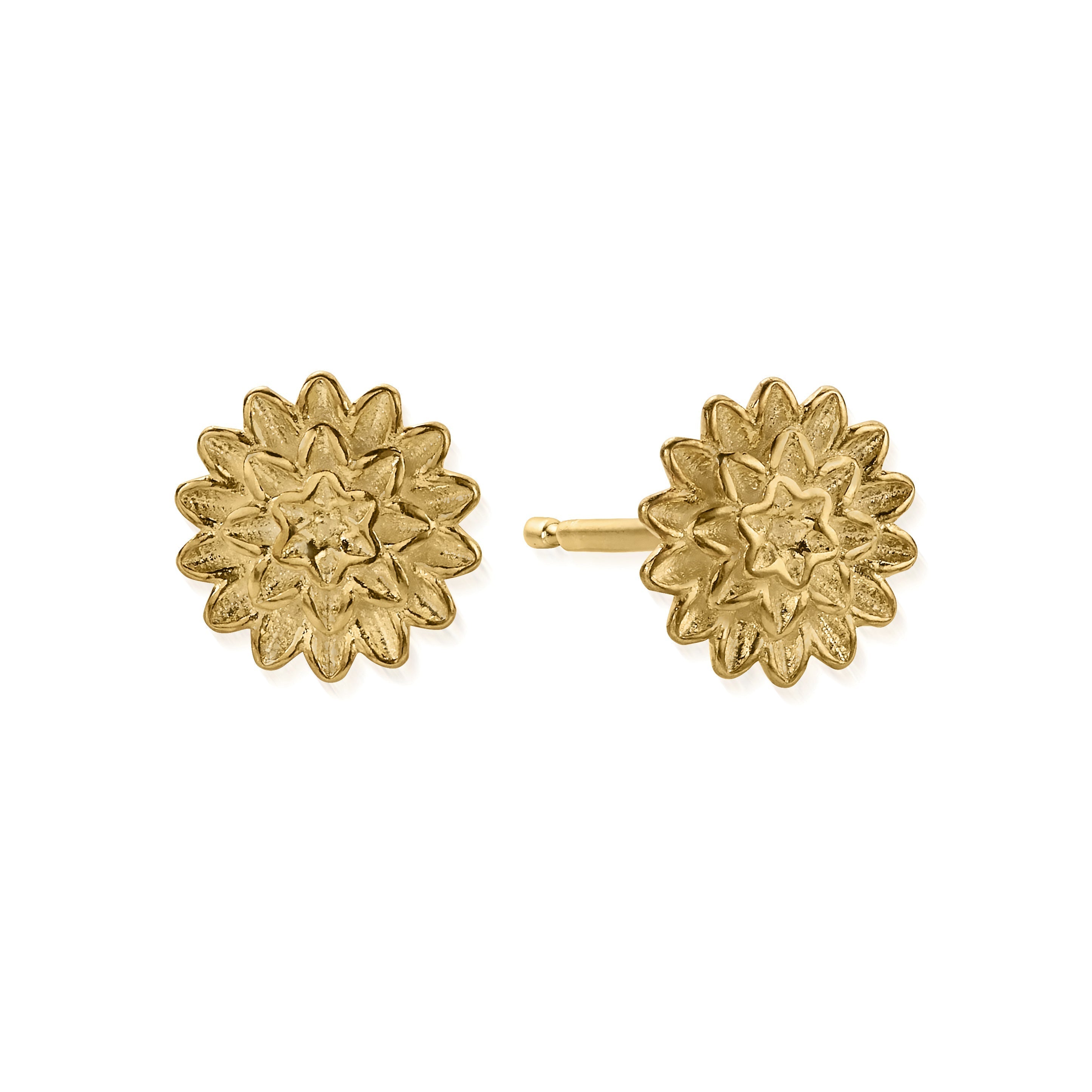 ChloBo Gold Plated Sterling Silver Botanical Beauty Stud Earrings CBO-516 Image 1