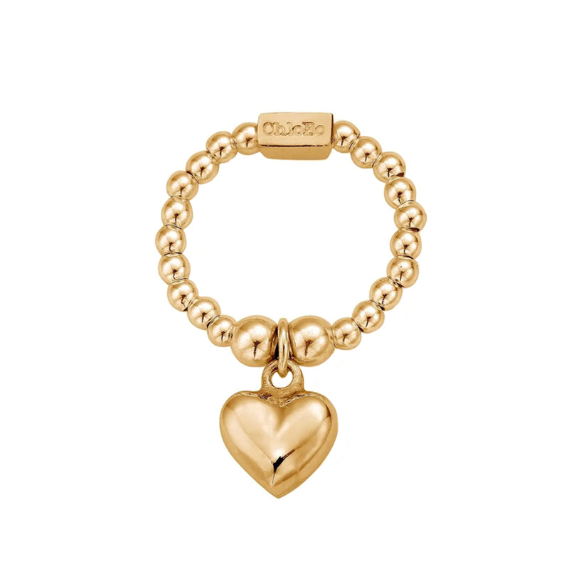 ChloBo Gold Plated Sterling Silver Mini Puffed Heart Stretch Ring CBO-362/S Image 1