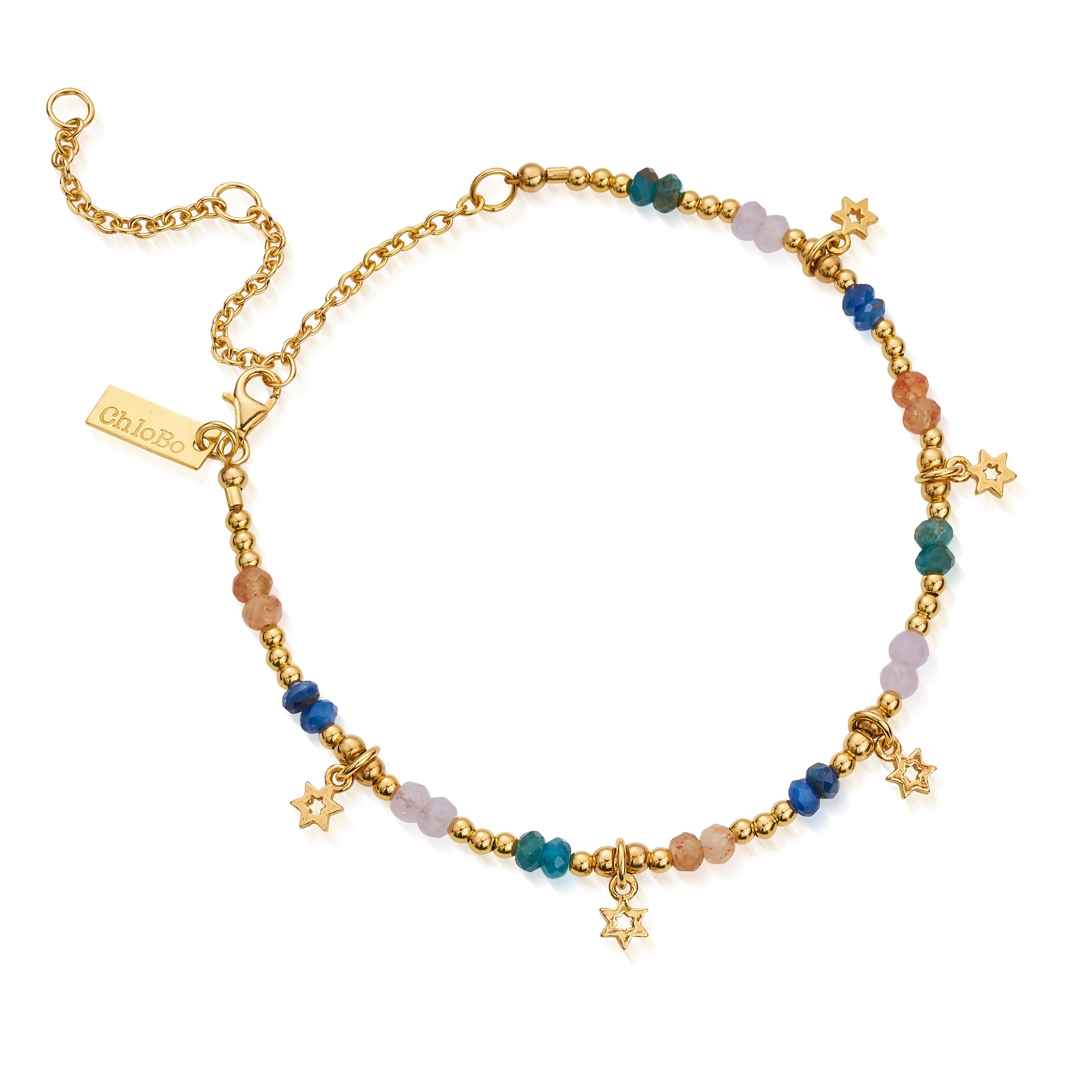 ChloBo Gold Plated Sterling Silver Nightfall Wishes Anklet CBO-500 Image 1