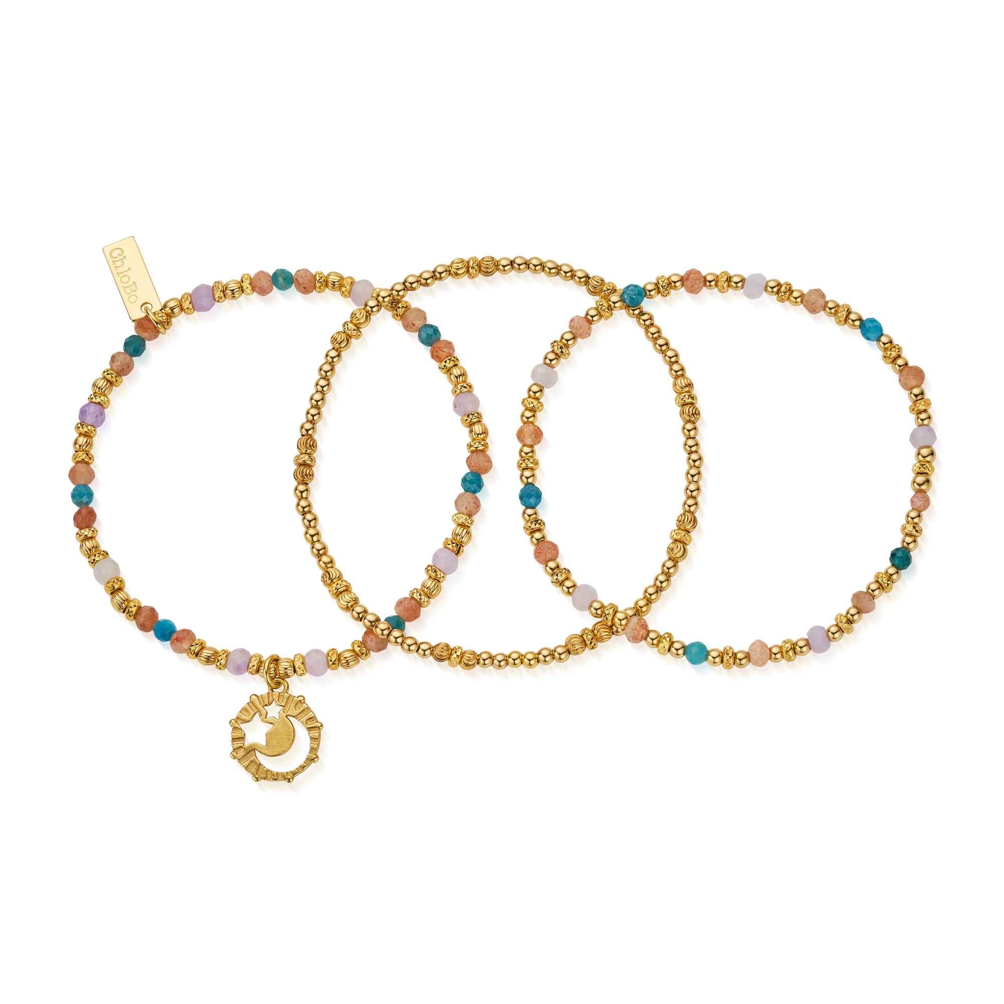 ChloBo Gold Plated Sterling Silver Soul Vibrations Set of 3 Rings CBO-534 Image 1