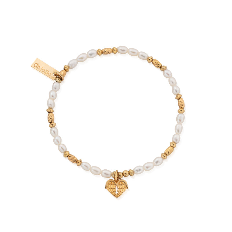 ChloBo Heart Of Love Gold Plated Sterling Silver Angel Wing Bracelet CBO-443 Image 1