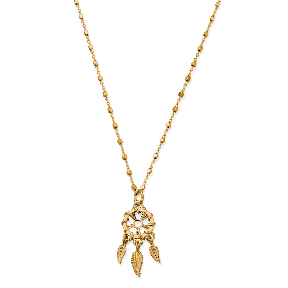 Chlobo Iconics Gold Plated Delicate Cube Dream Catcher Necklace CBO-540 Image 1