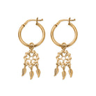 Chlobo Iconics Gold Plated Dream Catcher Hoop Earrings CBO-568 Image 1