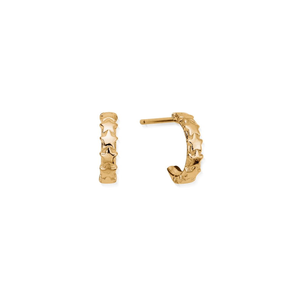 Chlobo Iconics Gold Plated Tiny Multi Star Huggie Hoop Earrings CBO-560 Image 1