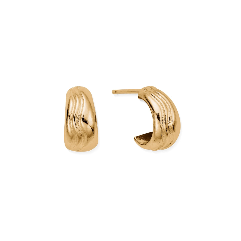 Chlobo Iconics Gold Plated Wave Huggie Hoop Earrings CBO-564 Image 1
