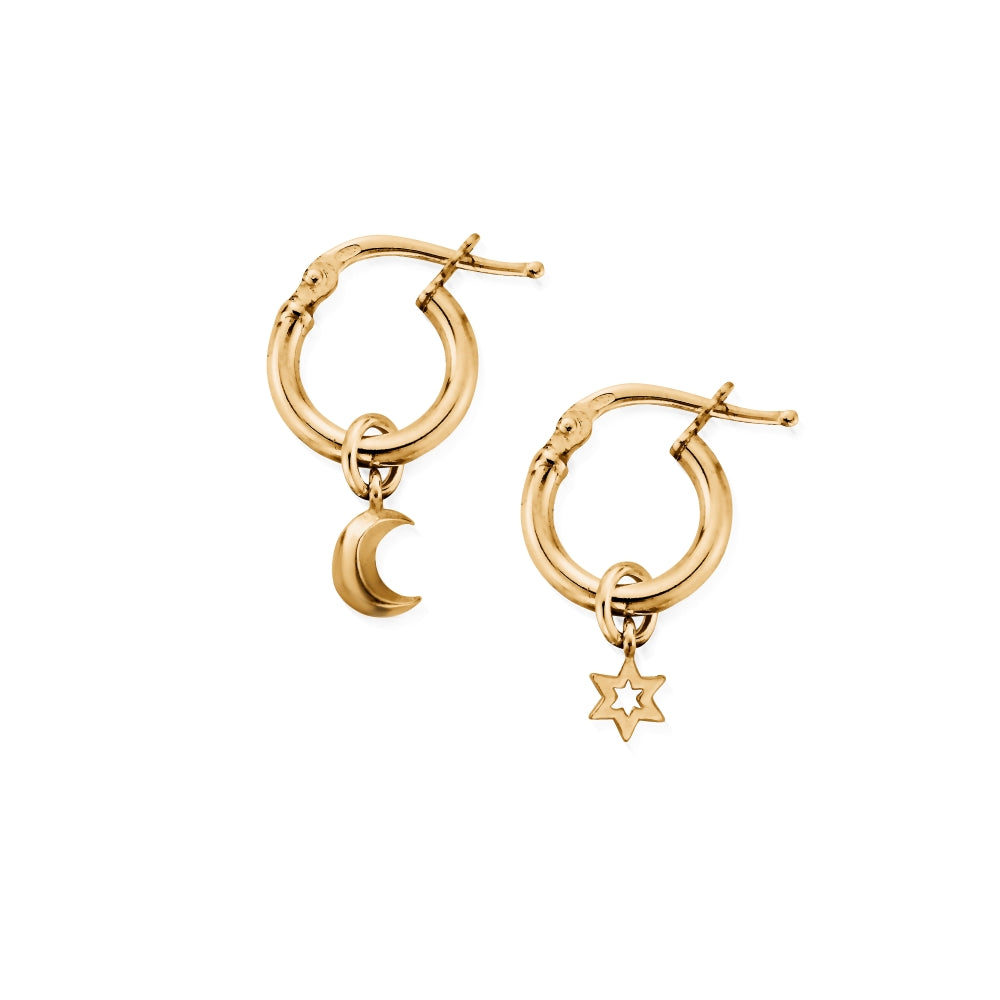 Chlobo Iconics Gold Plated Wisdom and Guidance Small Hoop Earrings CBO-566 Image 1