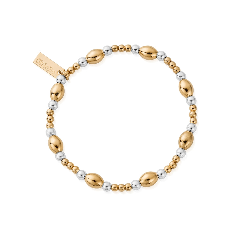 Chlobo Mixed Metal Gold Plated and Silver Cute Oval Bracelet CBO-629 Image 1