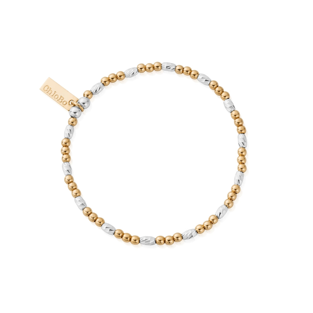 Chlobo Mixed Metal Gold Plated and Silver Dainty Sparkle Bracelet CBO-621 Image 1