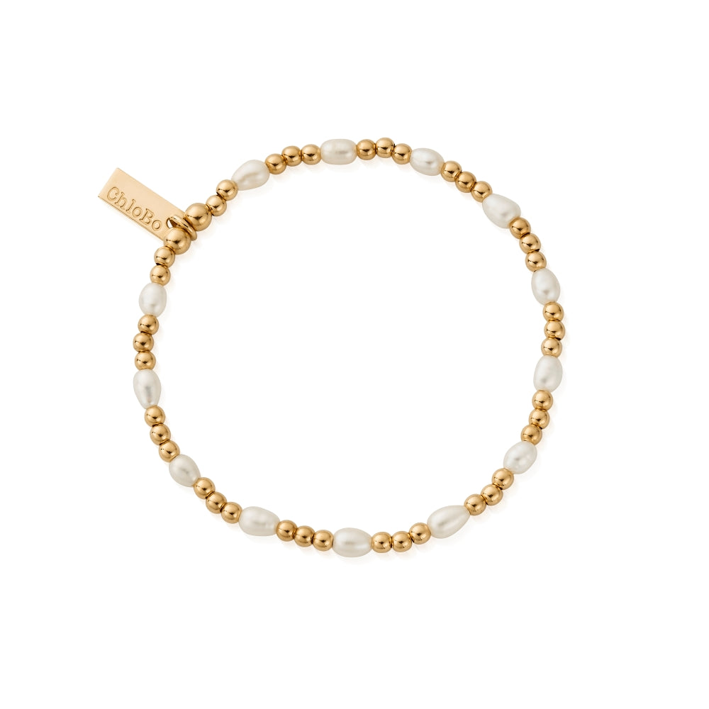 Chlobo Pearl Gold Plated Cute Charm Bracelet CBO-639 Image 1