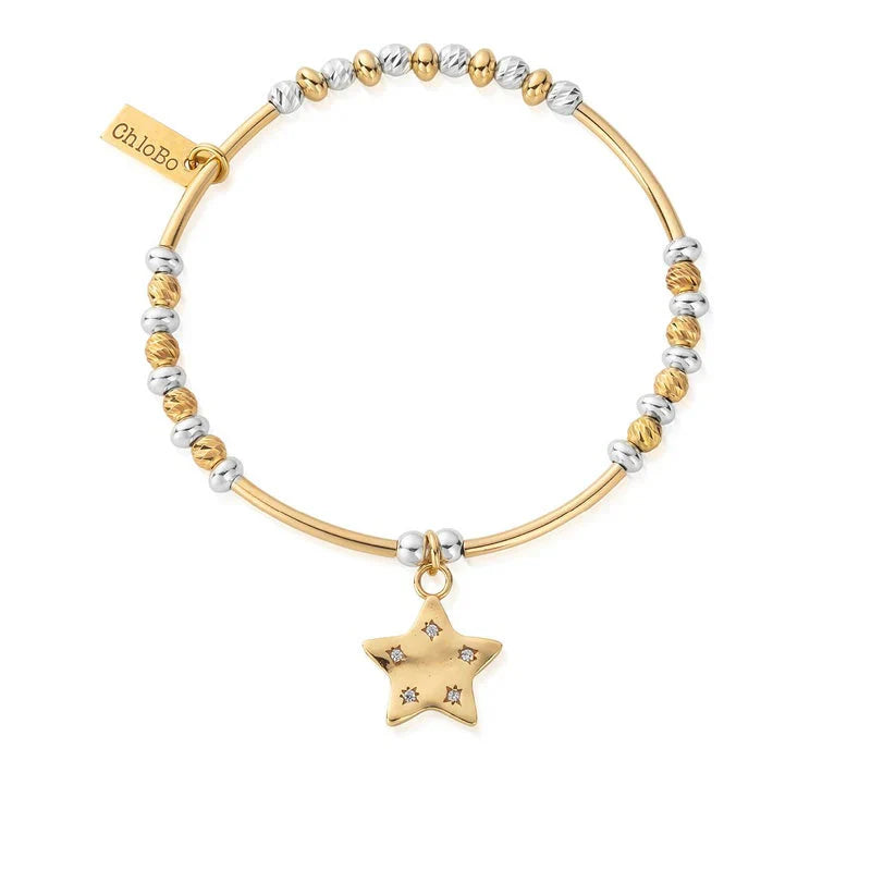 ChloBo Sterling Silver and Gold Plated Mixed Metal Sparkle Star Bracelet CBO-752 Image 1