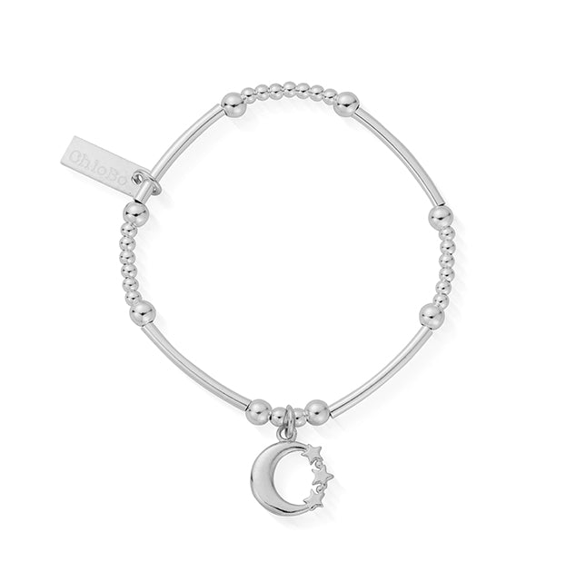 ChloBo Sterling Silver Childrens Cute Mini Moon & Star Bracelet CBO-238 Image 1