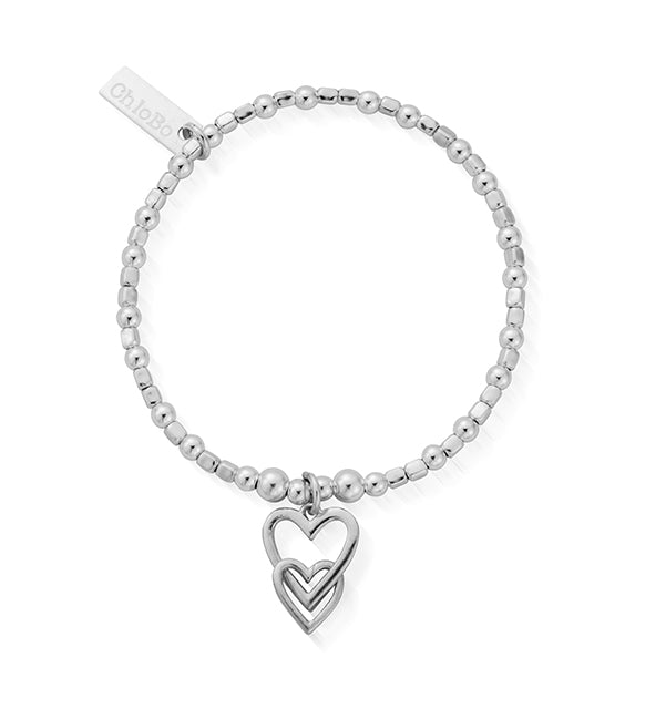 ChloBo Sterling Silver Childrens Mini Cube Interlocking Love Heart Bracelet CBO-234 Image 1