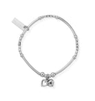 ChloBo Sterling Silver Childrens Mini Noodle Cube Double Heart Charm Bracelet CBO-232 Image 1