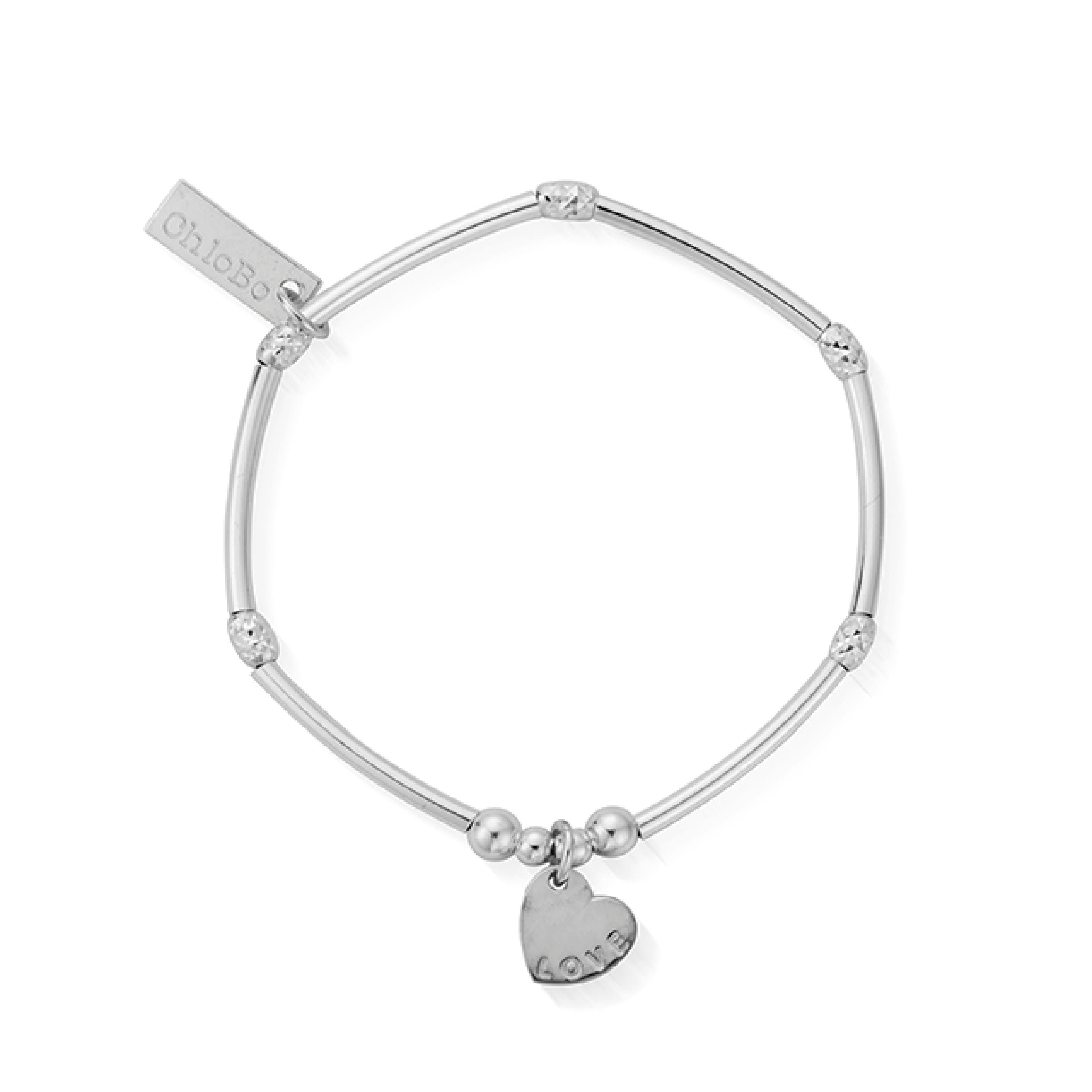 ChloBo Sterling Silver Childrens Mini Noodle Sparkle Rice Love Heart Charm Bracelet CBO-235 Image 1