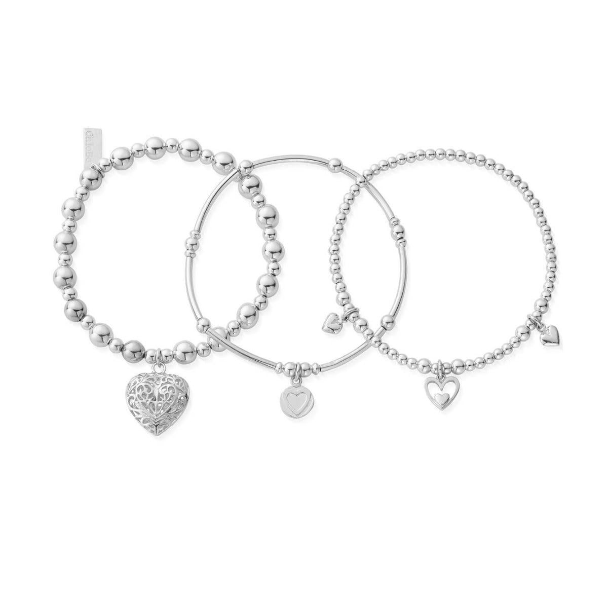 ChloBo Sterling Silver Compassion Stack Of 3 Bracelets CBO-199 Image 1