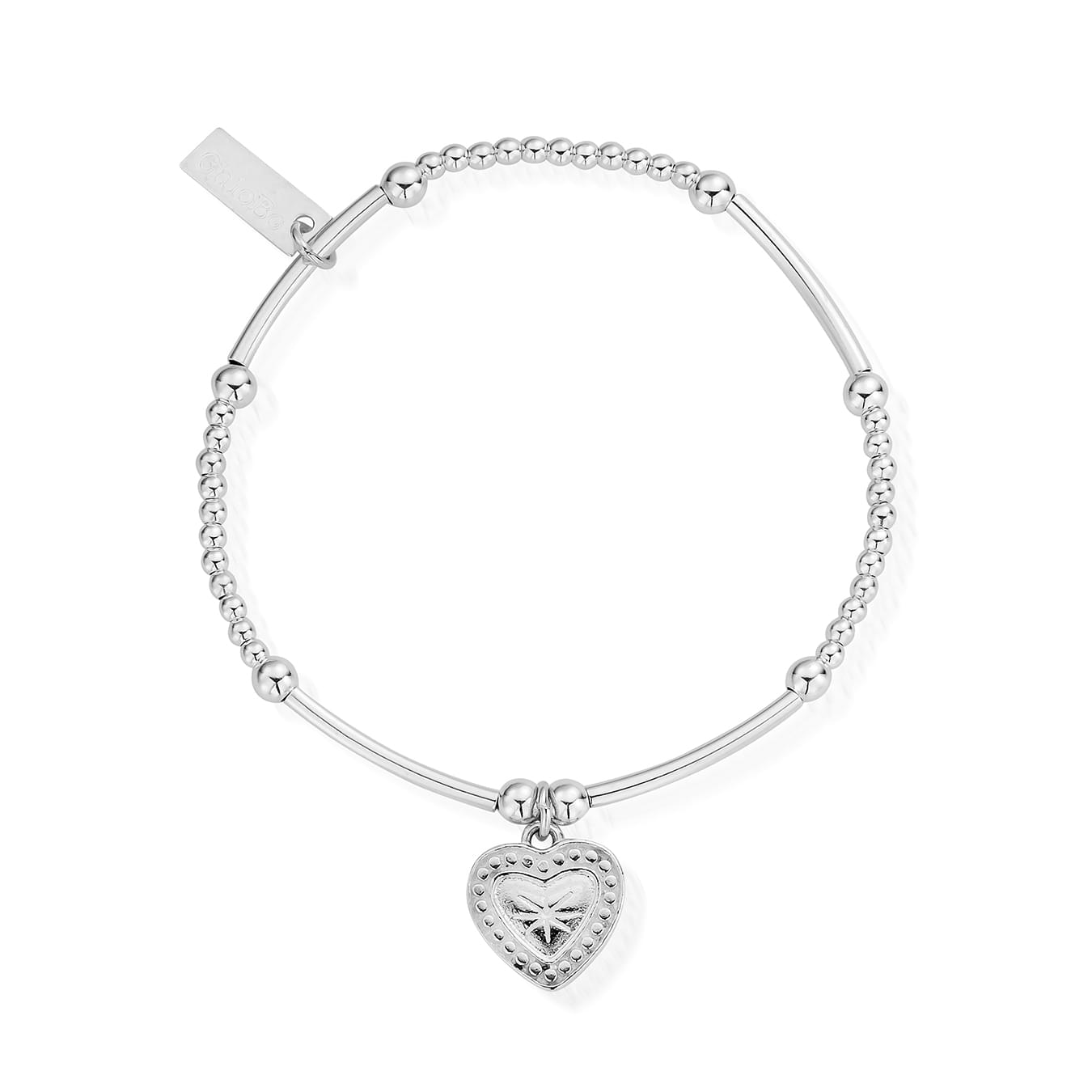 ChloBo Sterling Silver Cute Mini Star Heart Bracelet CBO-172 Image 1