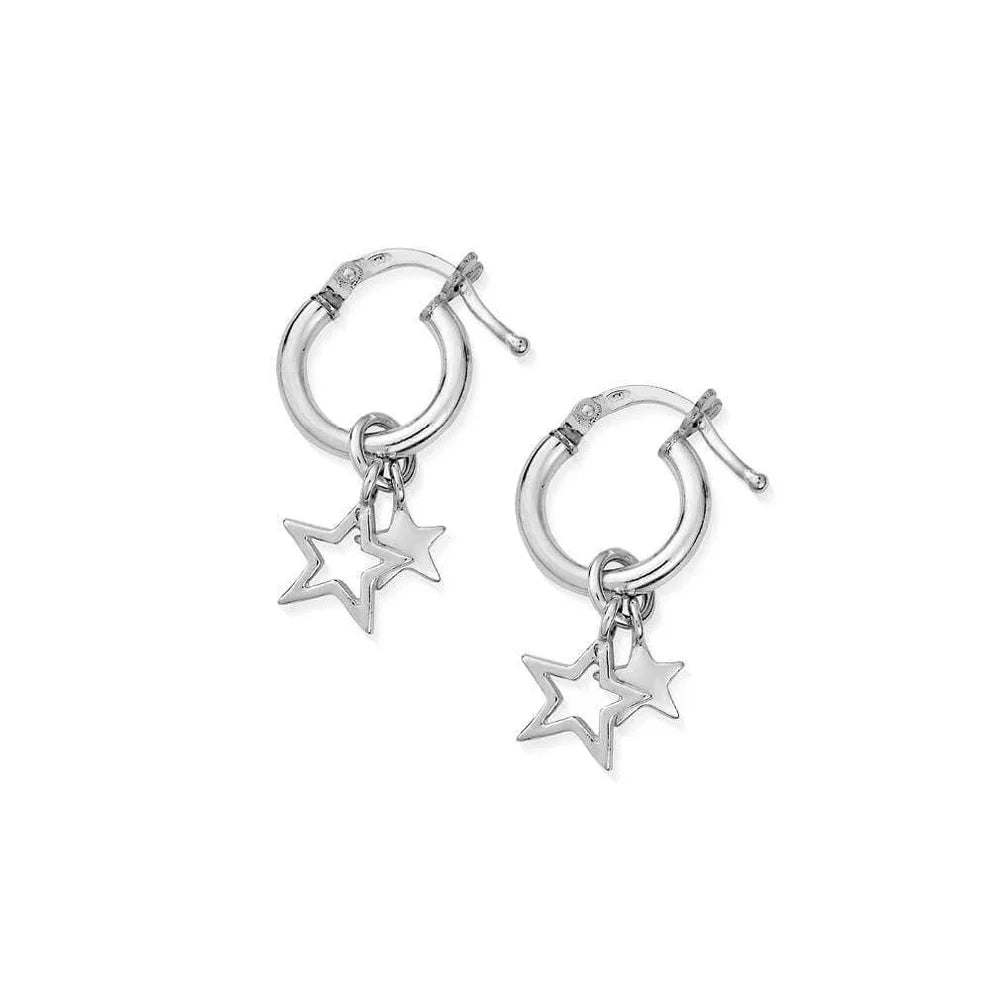 ChloBo Sterling Silver Double Star Small Hoops CBO-704 Image 1
