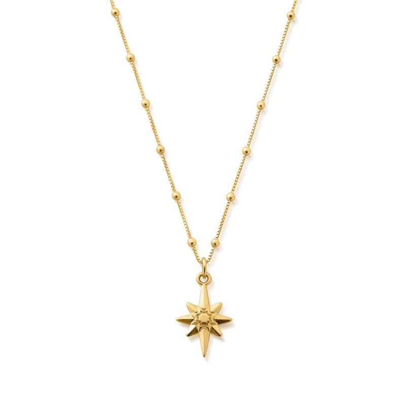 ChloBo Sterling Silver Gold Plated Bobble Chain Lucky Star Necklace CBO-106 Image 1