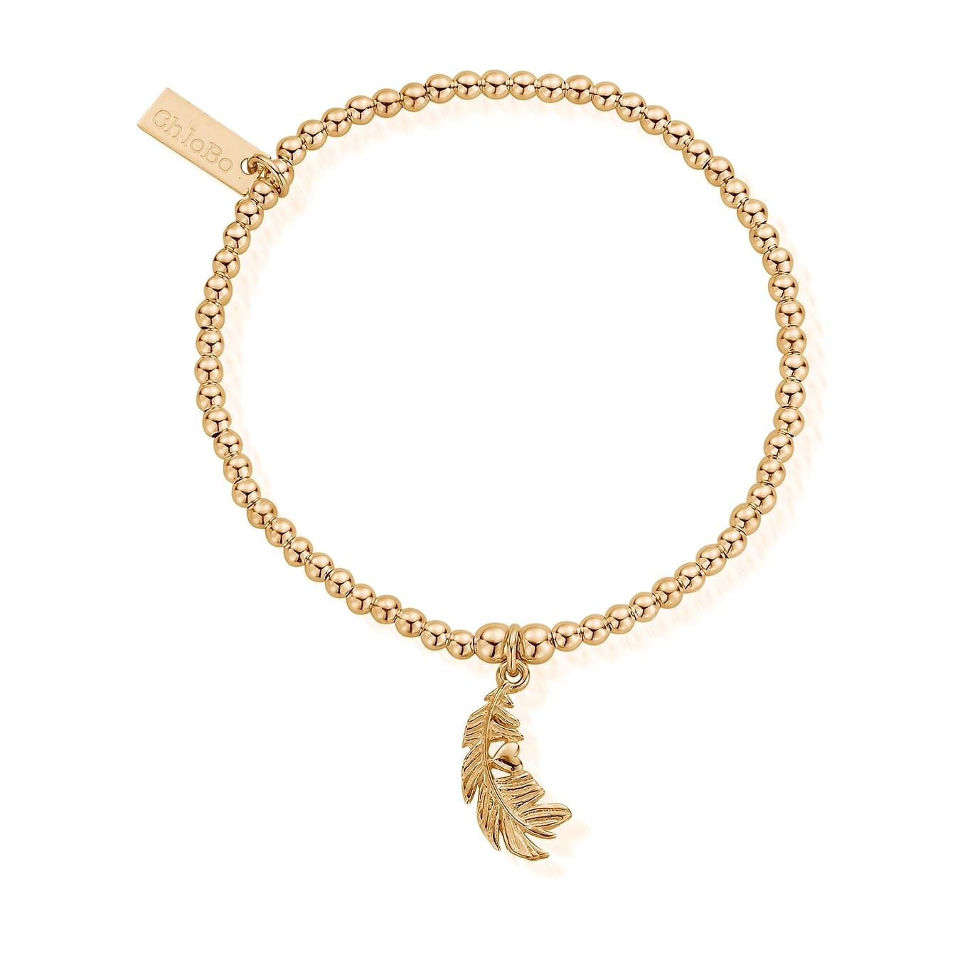 ChloBo Sterling Silver Gold Plated Cute Charm Heart In Feather Bracelet CBO-173 Image 1