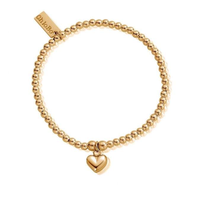 ChloBo Sterling Silver Gold Plated Cute Charm Puffed Heart Bracelet CBO-050 Image 1