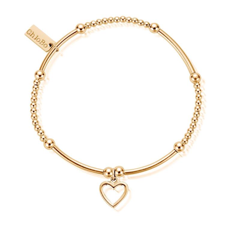 ChloBo Sterling Silver Gold Plated Cute Mini Open Heart Bracelet CBO-027 Image 1