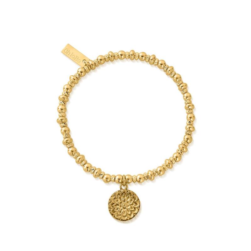 ChloBo Sterling Silver Gold Plated Didi Sparkle Moonflower Bracelet CBO-057 Image 1