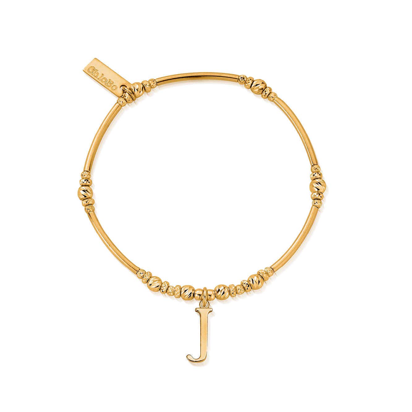ChloBo Sterling Silver Gold Plated Initial Bracelet J CBO-339 Image 1