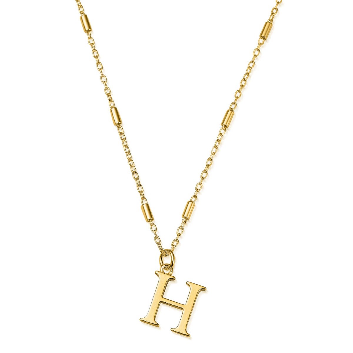 ChloBo Sterling Silver Gold Plated Initial Necklace H CBO-285 Image 1