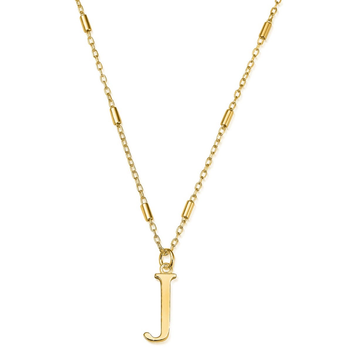 ChloBo Sterling Silver Gold Plated Initial Necklace J CBO-287 Image 1