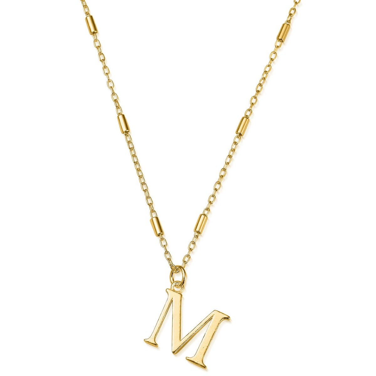 ChloBo Sterling Silver Gold Plated Initial Necklace M CBO-290 Image 1